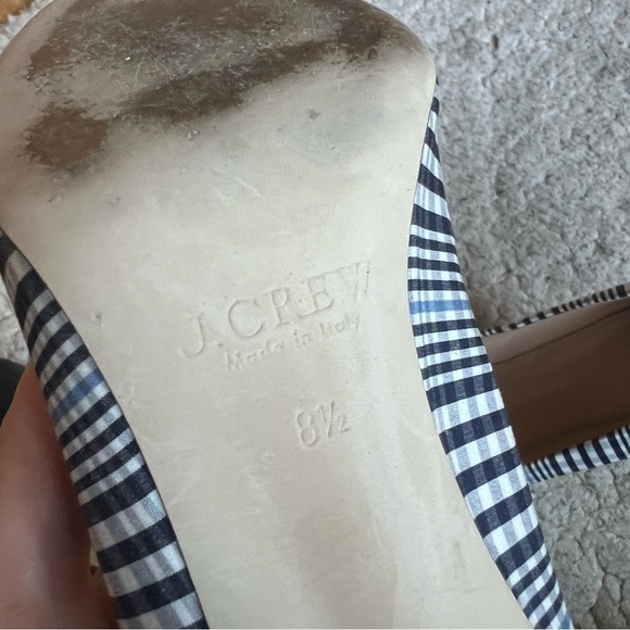 J. Crew Blue and White Heels with Bow and Pointed Toe - Picture 9 of 12